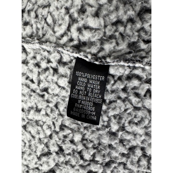 Gray Sherpa Cardigan Open Front Hoodie Sweater Jacket Soft Cozy Comfy - Picture 8 of 9